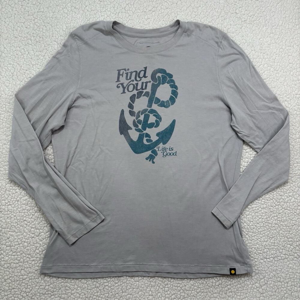 Life Is Good Shirt Womens XL Find Your Anchor Long Sleeve Tee Nautical Classic